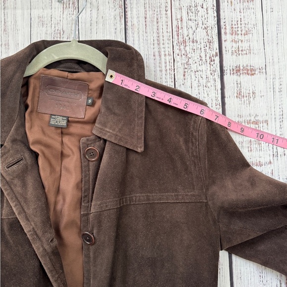 Vintage Coach 1941 Blazer Womens Small Dark Brown Suede Leather Coat Jacket - Picture 8 of 9